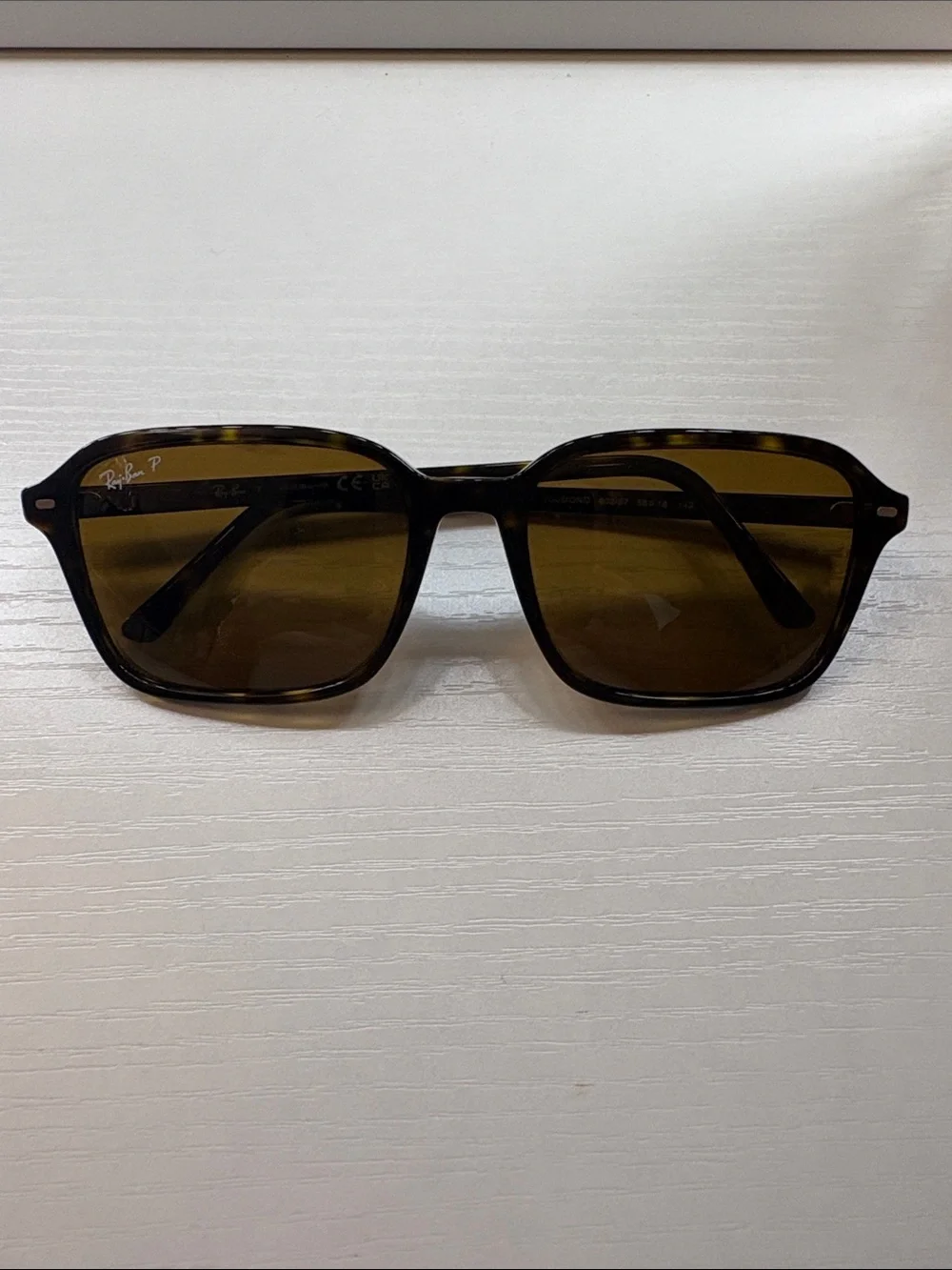 Ray-Ban Polarized Tortoiseshell Frame Sunglasses with Brown Lenses Raimond